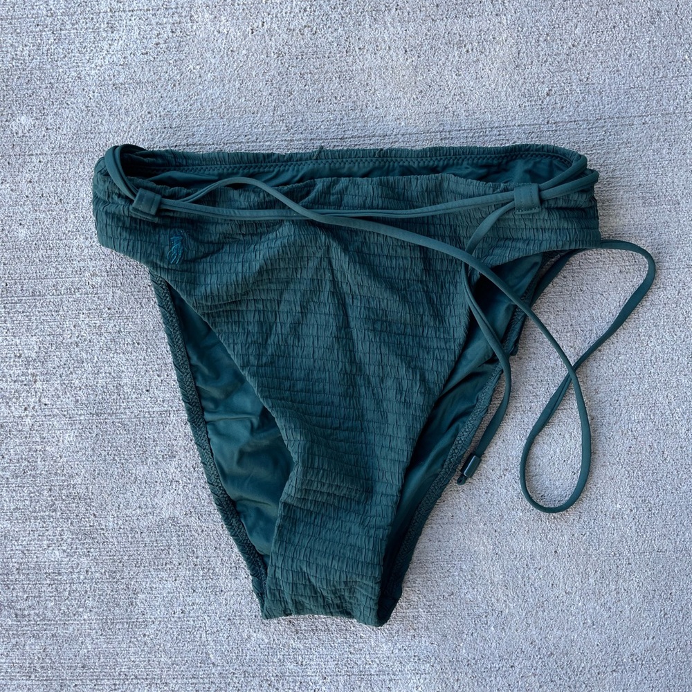 Polo Ralph Lauren forest green ruched smocked high waisted bikini bottomsCOPY